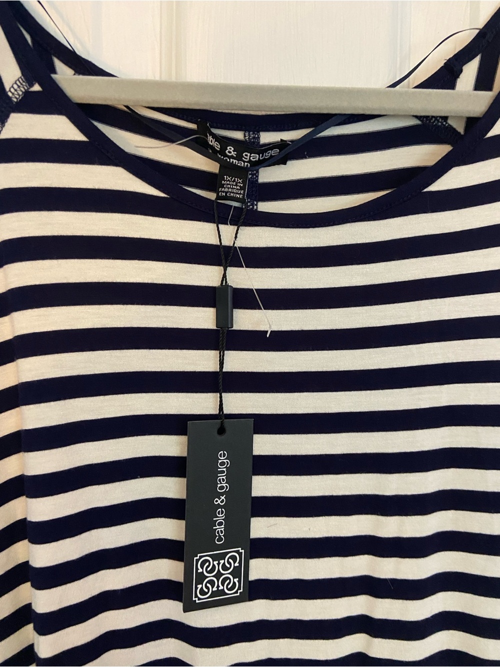 Cable & Gauge Navy & White Striped Short-Sleeve Tunic - Picture 2 of 5